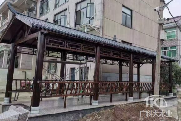 古建碳化木长廊 仿古碳化木长廊北京制作厂家